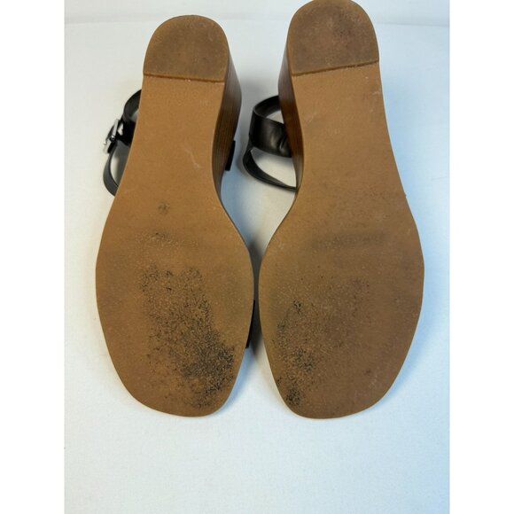 Steve Madden Ares Black Leather Studded Ankle Strap Wedge Sandals Women Size 9M - Picture 11 of 12